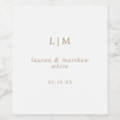 Eenvoudig Antiek gouden monogram Elegant Huwelijk Wijn Etiket (Enkel label)