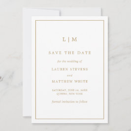 Eenvoudig Antiek Gouden Monogram Elegante Trouw Save The Date