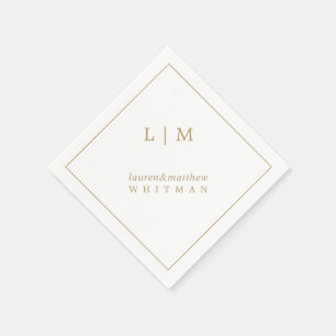 Eenvoudig Antiek Gouden Monogram Elegante Trouwrin Servet