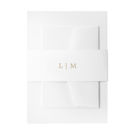 Eenvoudig Antiek Gouden Monogram Elegante Trouwrin Uitnodigingen Wikkel