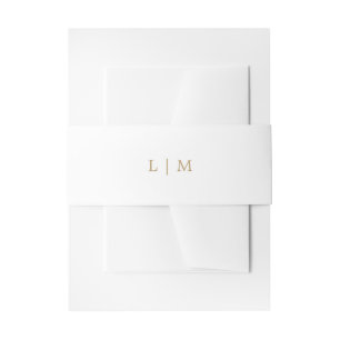 Eenvoudig Antiek Gouden Monogram Elegante Trouwrin Uitnodigingen Wikkel