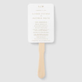 Eenvoudig Antiek gouden monogram huwelijksprogramm Handwaaier (Voorkant)