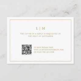 Eenvoudig Antiek gouden monogram QR-code bruiloft RSVP Kaartje