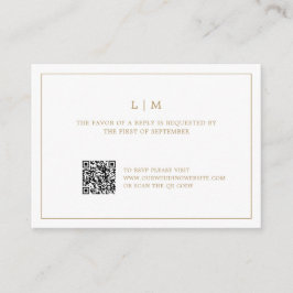 Eenvoudig Antiek Gouden Monogram QR Code Wedding R Notitiekaartje