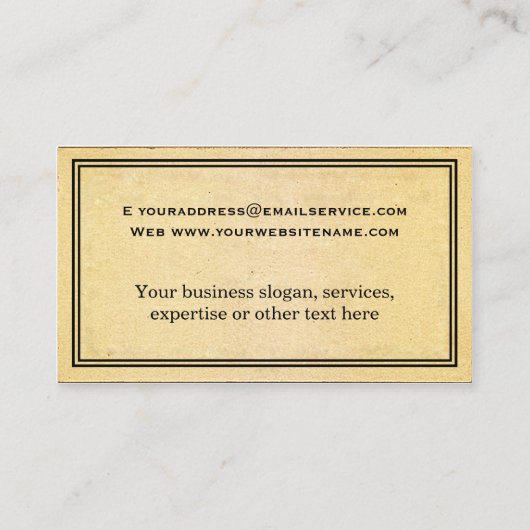 Eenvoudig Antiek oud papier Visitekaartje (Achterkant)