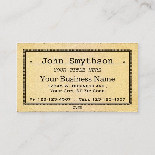 Eenvoudig Antiek oud papier Visitekaartje (Voorkant)