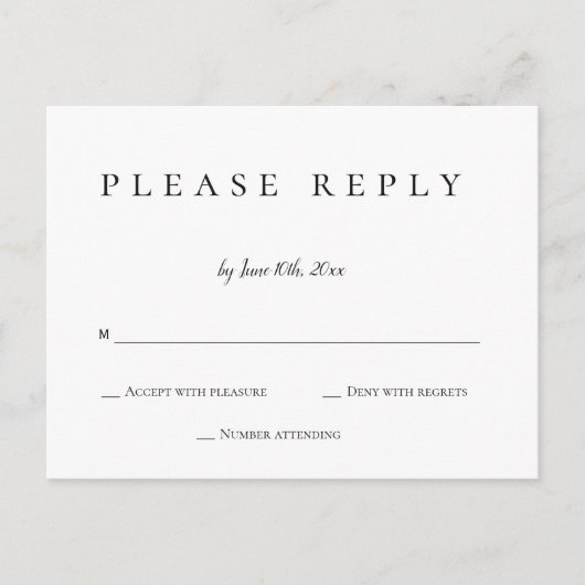 Eenvoudig antwoord bruiloft rsvp briefkaarten (Voorkant)