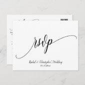 Eenvoudig antwoord op RSVP-reactie QR Code Weddens Briefkaart (Voorkant / Achterkant)