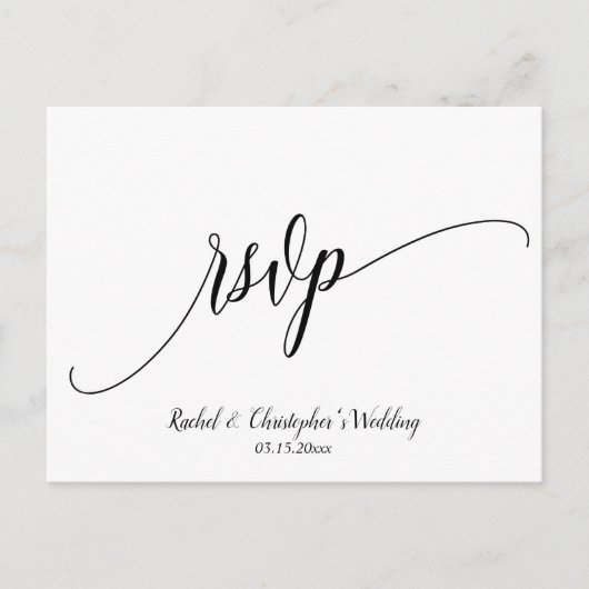 Eenvoudig antwoord op RSVP-reactie QR Code Weddens Briefkaart (Voorkant)