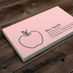 Eenvoudig Apple School Teacher Pink Visitekaartje