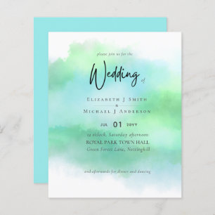 Eenvoudig Aqua Blue Fade Green Modern Budget Weddi