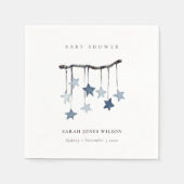 Eenvoudig Aqua Blue Star Mobile-Baby shower Servet (Voorkant)