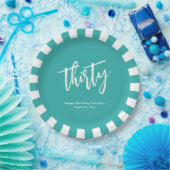Eenvoudig Aqua en Wit 30e Verjaardagsfeest Papieren Bordje (Feest)