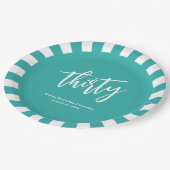 Eenvoudig Aqua en Wit 30e Verjaardagsfeest Papieren Bordje (Gekanteld)