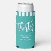 Eenvoudig Aqua en Wit 30e Verjaardagsfeest Seltzer Blikjeskoeler (Seltzer Voorkant)
