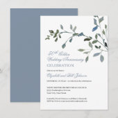 Eenvoudig Aquarel Blauw 50ste Huwelijksjubileum Kaart (Voorkant / Achterkant)