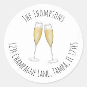 Eenvoudig aquarel-champagne retouradres Cute Ronde Sticker (Voorkant)