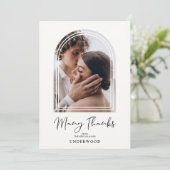 Eenvoudig Arch Effect Foto Modern MR & MRS Wedding Bedankkaart (Staand voorkant)