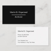 Eenvoudig archivistisch professioneel ontwerp visitekaartje (Voorkant / Achterkant)