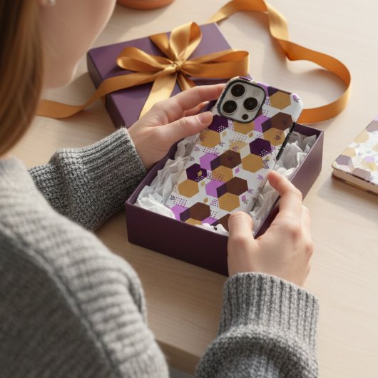 Eenvoudig artistiek paars en goudgeometrisch patro Case-Mate iPhone case