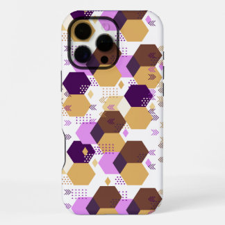 Eenvoudig artistiek paars en goudgeometrisch patro iPhone 16 pro max hoesje