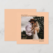 Eenvoudig artsy Minimal Photo Coral Peach Wedding Save The Date (Voorkant / Achterkant)