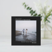 Eenvoudig artsy Minimal Square Photo Black Wedding Save The Date (Staand voorkant)