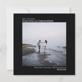 Eenvoudig artsy Minimal Square Photo Black Wedding Save The Date