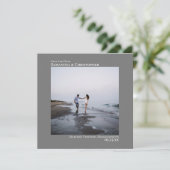 Eenvoudig artsy Minimal Square Photo Gray Weddensc Save The Date (Staand voorkant)