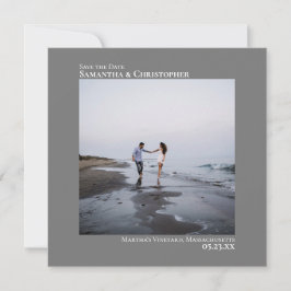 Eenvoudig artsy Minimal Square Photo Gray Weddensc Save The Date