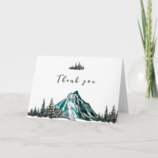 Eenvoudig avontuur Begin Mountain Pine Baby shower Bedankkaart (Voorkant)