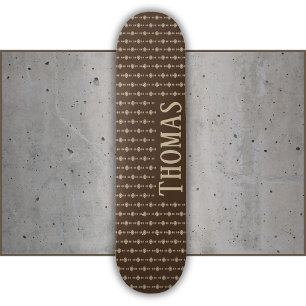 Eenvoudig Azteeks geïnspireerd patroon in bruin, n Persoonlijk Skateboard