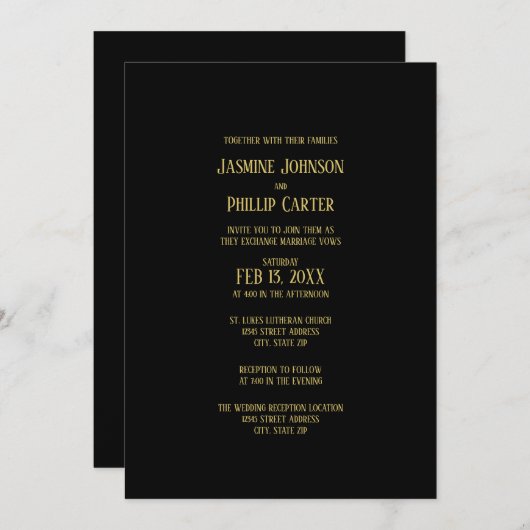 Eenvoudig B&G-ontwerp - Weddenschap/uitnodiging to Kaart (Voorkant / Achterkant)