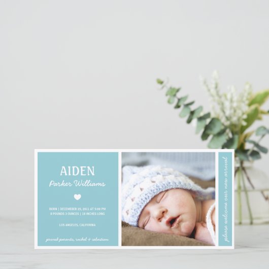 EENVOUDIG | BABY BOY BIRTH ANNOUNCTION AANKONDIGING (Staand voorkant)