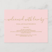 Eenvoudig Baby Foto script roze Girl Birth Aankondigingskaart (Achterkant)