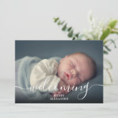 Eenvoudig Baby-fotoscript Welkomstjongen Blue Birt Aankondiging (Staand voorkant)