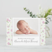 Eenvoudig Baby Roze Stijlvol Fotokalligrafie scrip Aankondiging (Staand voorkant)