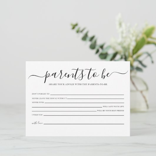 Eenvoudig Baby shower Advies voor de Ouders Kaart (Staand voorkant)