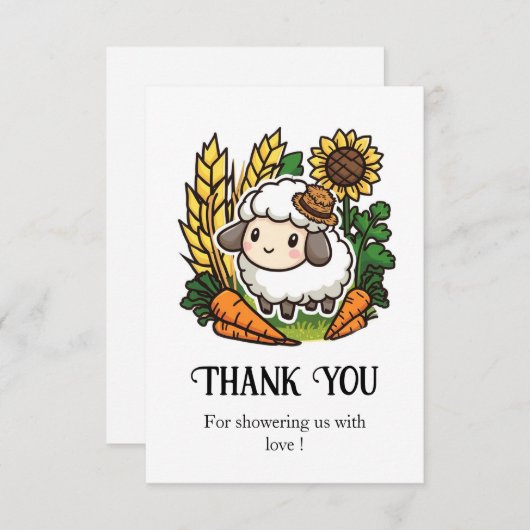 eenvoudig  Baby shower Bedankkaart (Voorkant / Achterkant)