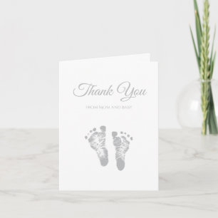 Eenvoudig Baby shower Bedankt Modern Grey Footprin