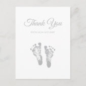 Eenvoudig Baby shower Bedankt Modern Grey Footprin Briefkaart (Voorkant)