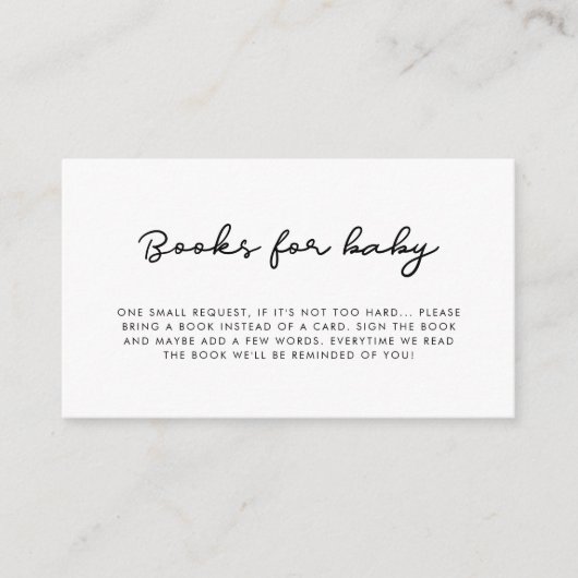 Eenvoudig Baby shower Boeken voor Baby aanvraagkaa Informatiekaartje (Voorkant)
