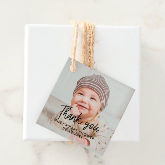 Eenvoudig baby shower dank u bedankjes labels (In situ)