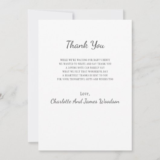 Eenvoudig Baby shower dank u Bedankkaart (Voorkant)