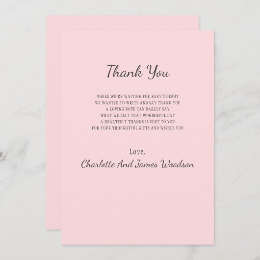 Eenvoudig Baby shower dank u Bedankkaart (Voorkant / Achterkant)