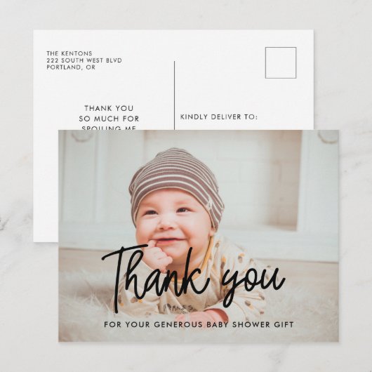 Eenvoudig Baby shower dank u foto Briefkaart (Voorkant / Achterkant)