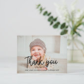Eenvoudig Baby shower dank u foto Briefkaart (Staand voorkant)