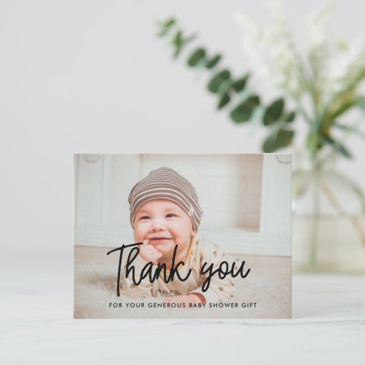 Eenvoudig Baby shower dank u foto Briefkaart (Staand voorkant)