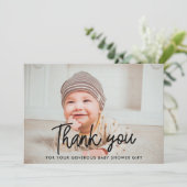 Eenvoudig Baby shower dank u fotokaart Bedankkaart (Staand voorkant)