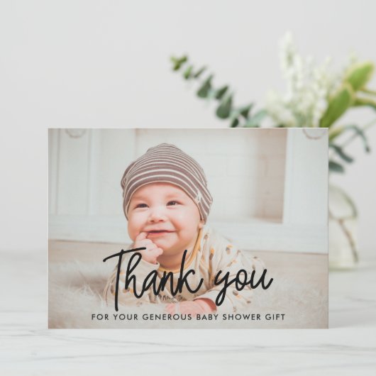 Eenvoudig Baby shower dank u fotokaart Bedankkaart (Staand voorkant)